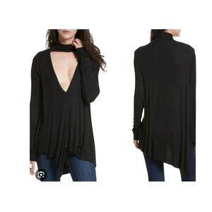 NWT Free People Turtleneck Plunging V Neck Long Sleeve Top Tunic S 350